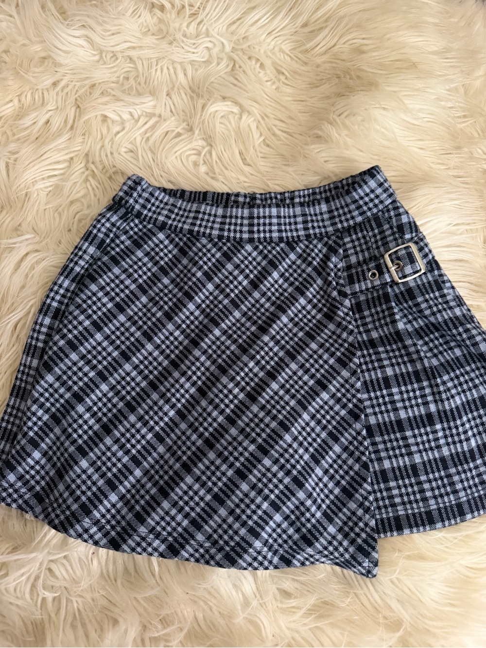 ZARA Plaid Mini Skirt with Side Buckle